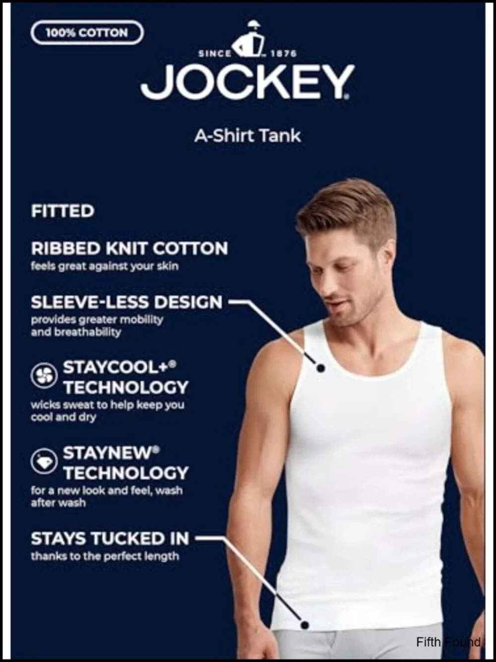 Jockey Men's Undershirt 100% Cotton A-Shirt Tank - 4 Pack